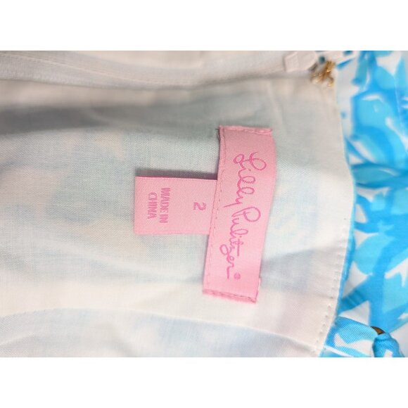 Lilly Pulitzer Ollie Dress Shorely Blue Floral Fit and Flare Dress Thin Strap 2 - Picture 6 of 7